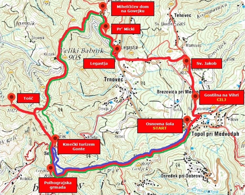 Trasa poti polhograjskega kroga